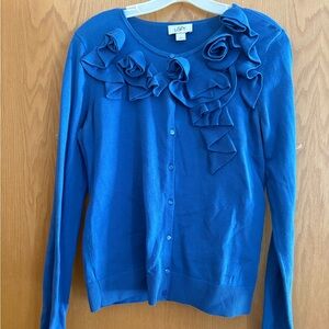 Ann Taylor LOFT Women's Blue Rosette Cardigan